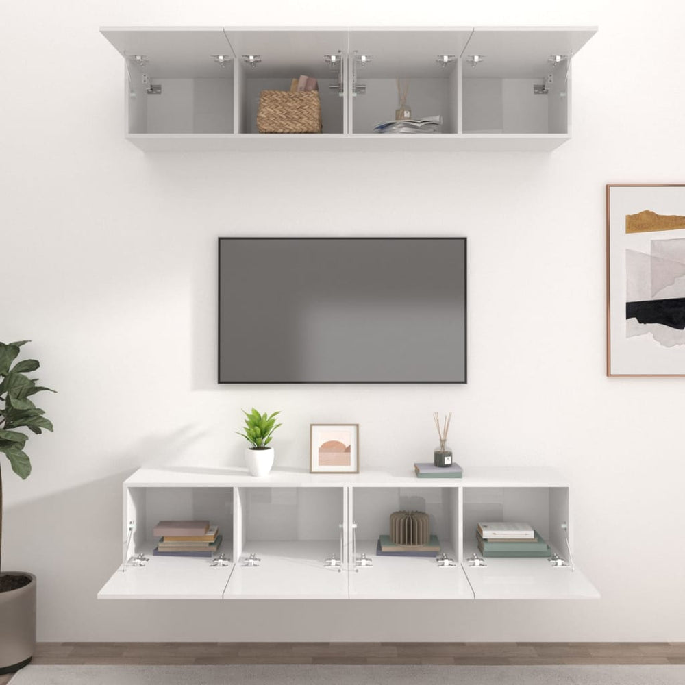 Tv-meubelen 4 st 80x30x30 cm bewerkt hout hoogglans wit MeubelReus