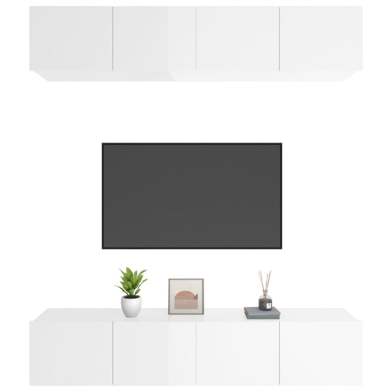 Tv-meubelen 4 st 80x30x30 cm bewerkt hout hoogglans wit MeubelReus