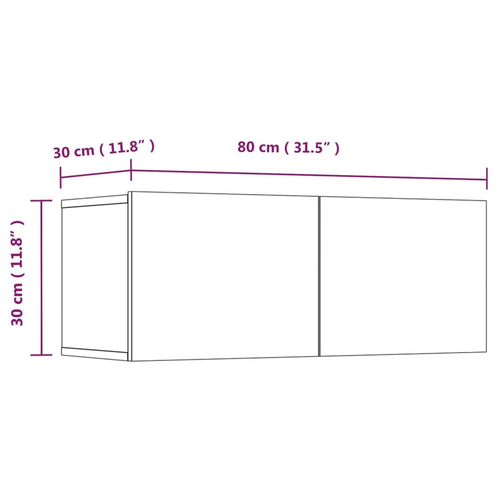 Tv-meubelen 4 st 80x30x30 cm bewerkt hout hoogglans wit MeubelReus