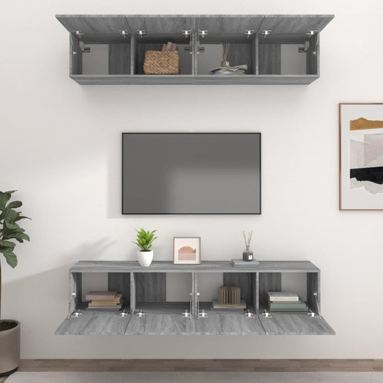 Tv-meubelen 4 st 80x30x30 cm bewerkt hout grijs sonoma eiken MeubelReus