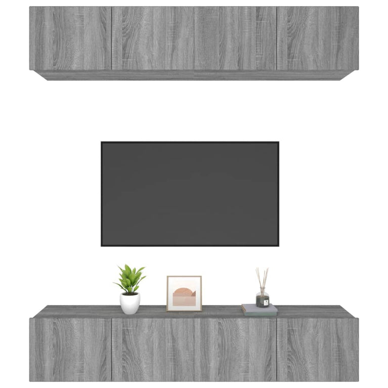 Tv-meubelen 4 st 80x30x30 cm bewerkt hout grijs sonoma eiken MeubelReus