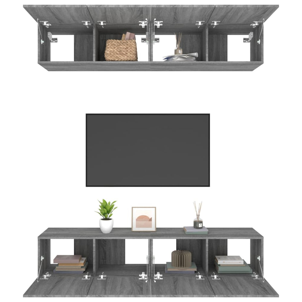 Tv-meubelen 4 st 80x30x30 cm bewerkt hout grijs sonoma eiken MeubelReus