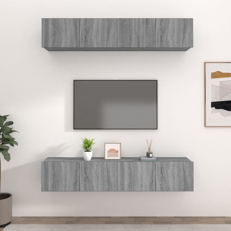 Tv-meubelen 4 st 80x30x30 cm bewerkt hout grijs sonoma eiken MeubelReus