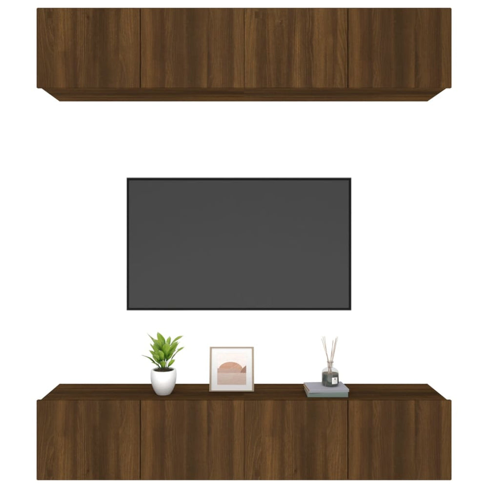 Tv-meubelen 4 st 80x30x30 cm bewerkt hout bruin eikenkleur MeubelReus