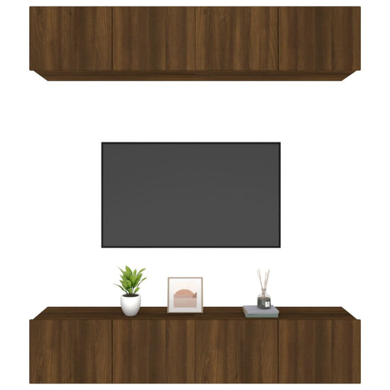 Tv-meubelen 4 st 80x30x30 cm bewerkt hout bruin eikenkleur MeubelReus
