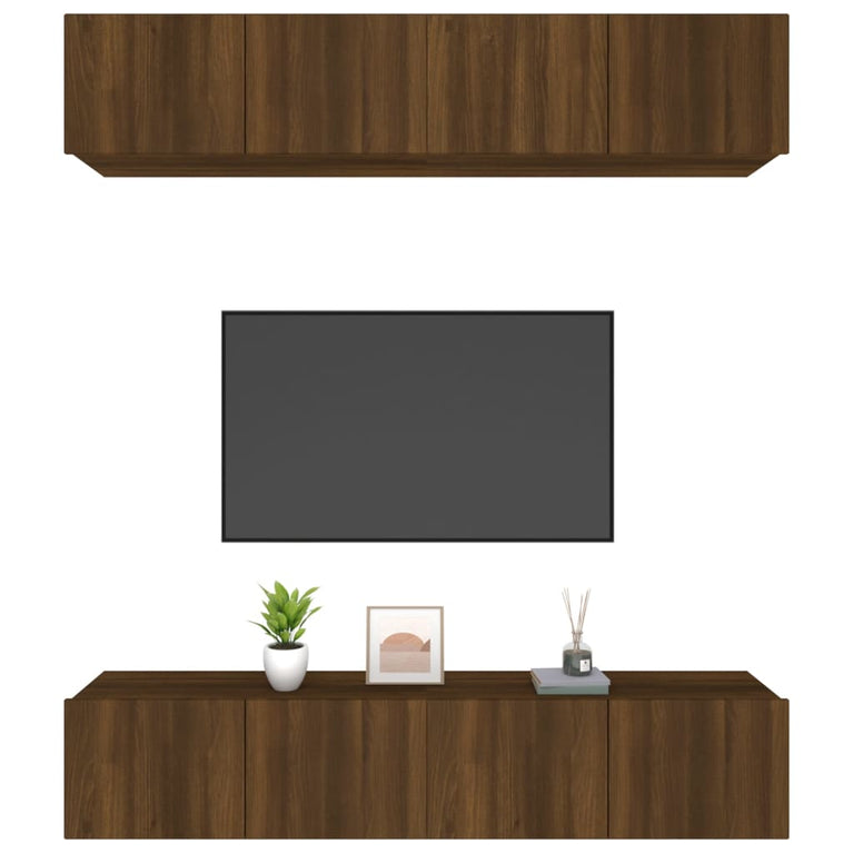 Tv-meubelen 4 st 80x30x30 cm bewerkt hout bruin eikenkleur MeubelReus