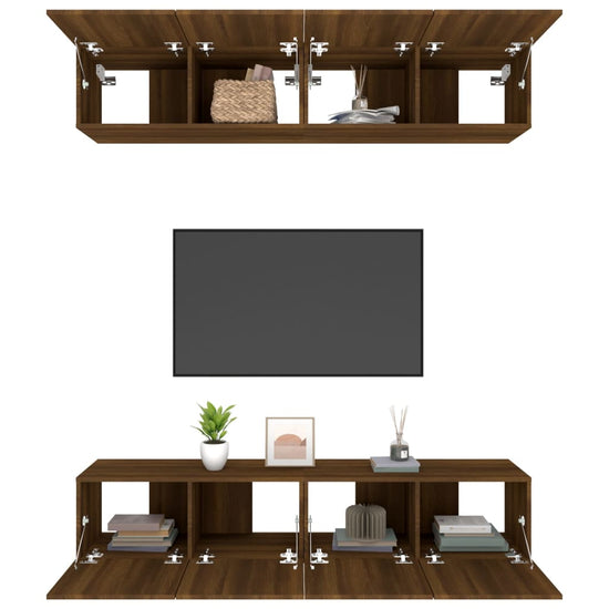 Tv-meubelen 4 st 80x30x30 cm bewerkt hout bruin eikenkleur MeubelReus