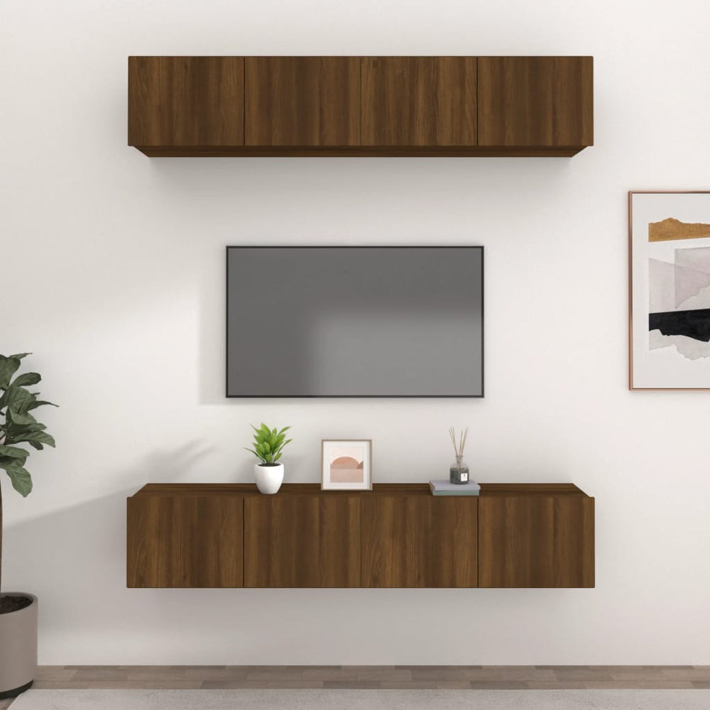 Tv-meubelen 4 st 80x30x30 cm bewerkt hout bruin eikenkleur MeubelReus
