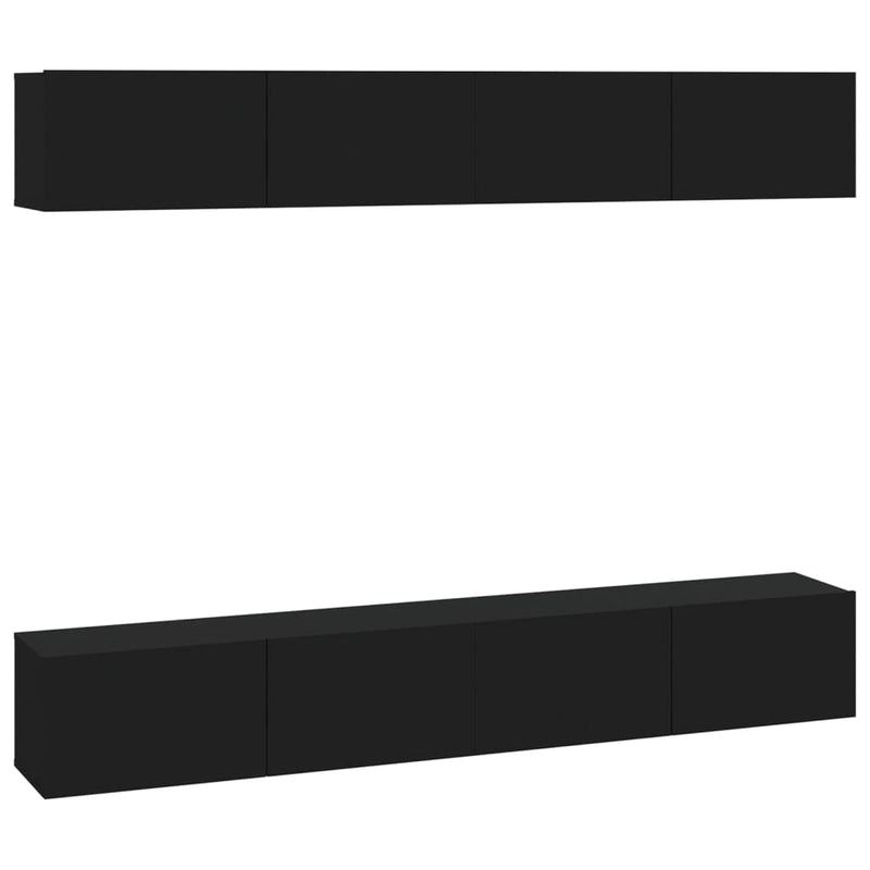 Tv-wandmeubels 4 st 100x30x30 cm zwart MeubelReus