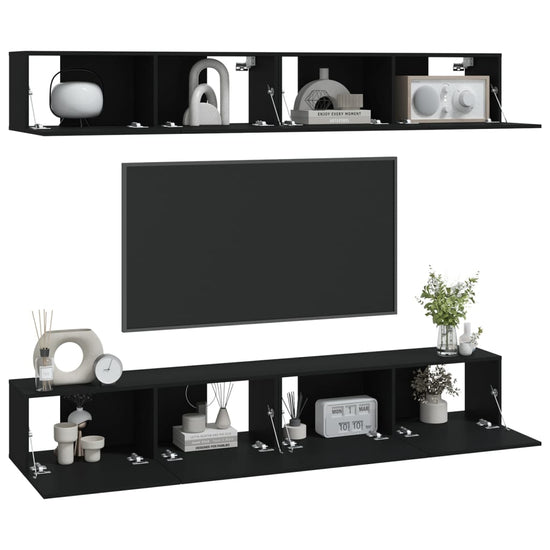 Tv-wandmeubels 4 st 100x30x30 cm zwart MeubelReus