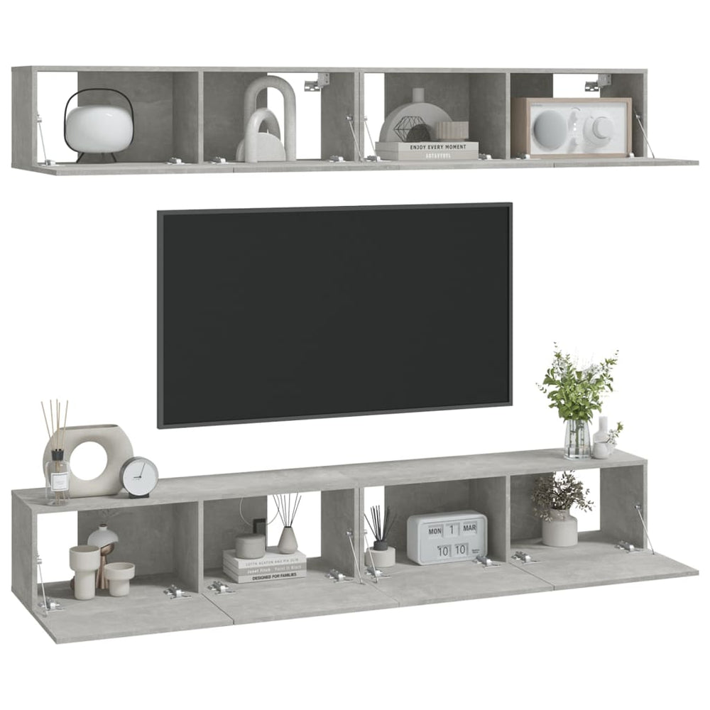 Tv-wandmeubels 4 st 100x30x30 cm betongrijs MeubelReus