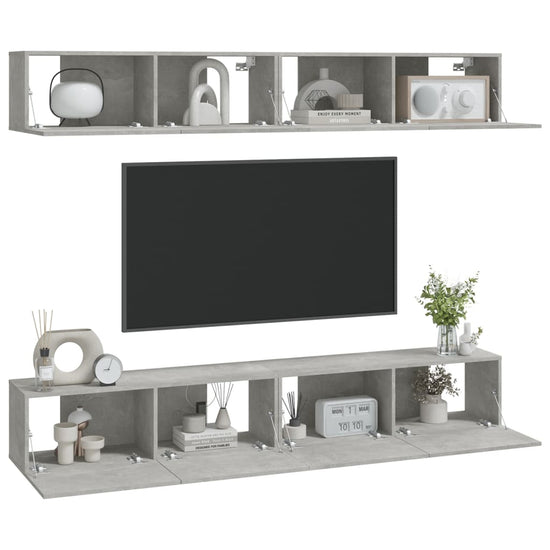 Tv-wandmeubels 4 st 100x30x30 cm betongrijs MeubelReus