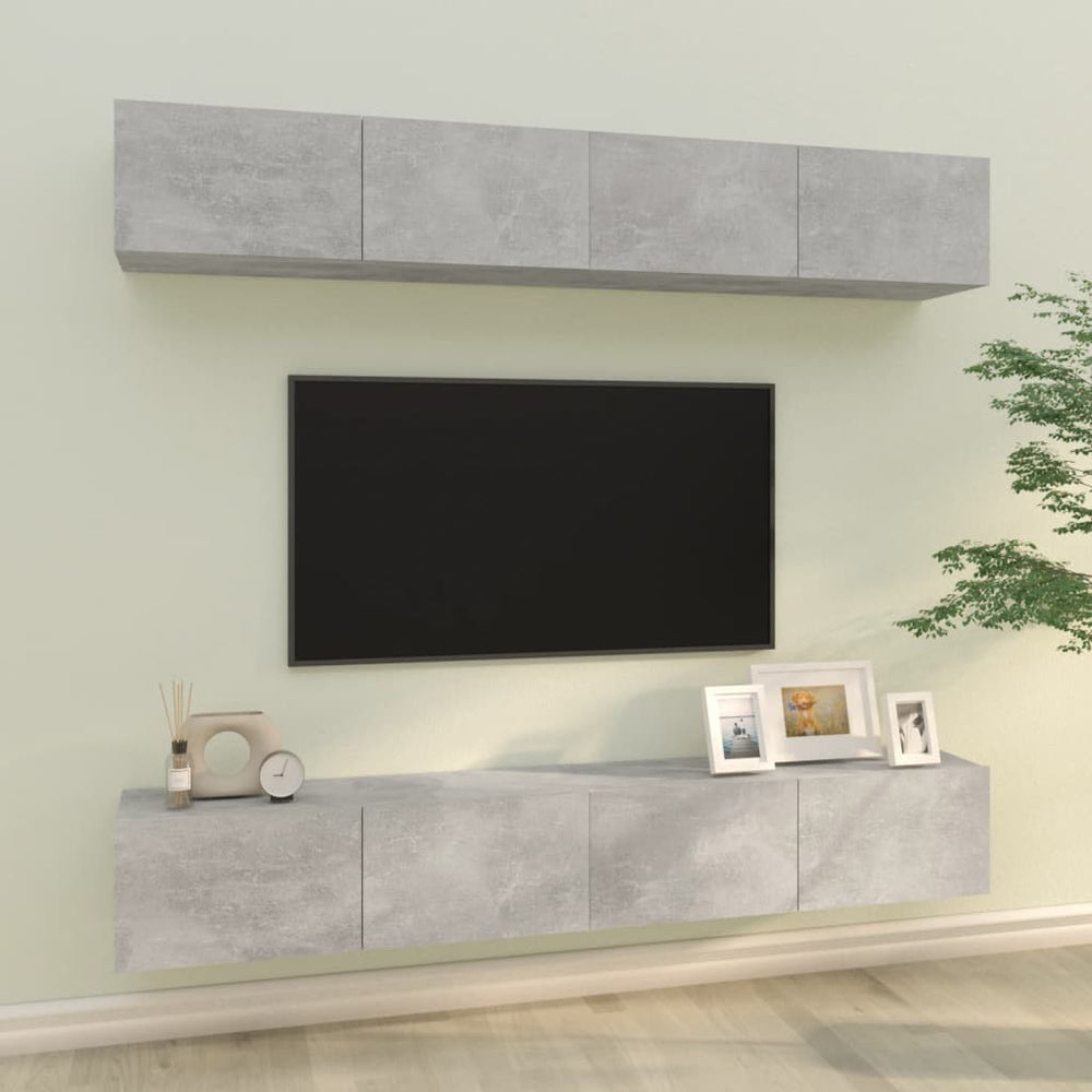 Tv-wandmeubels 4 st 100x30x30 cm betongrijs MeubelReus