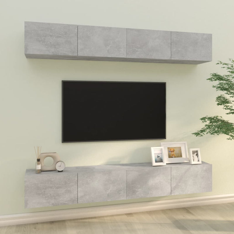 Tv-wandmeubels 4 st 100x30x30 cm betongrijs MeubelReus