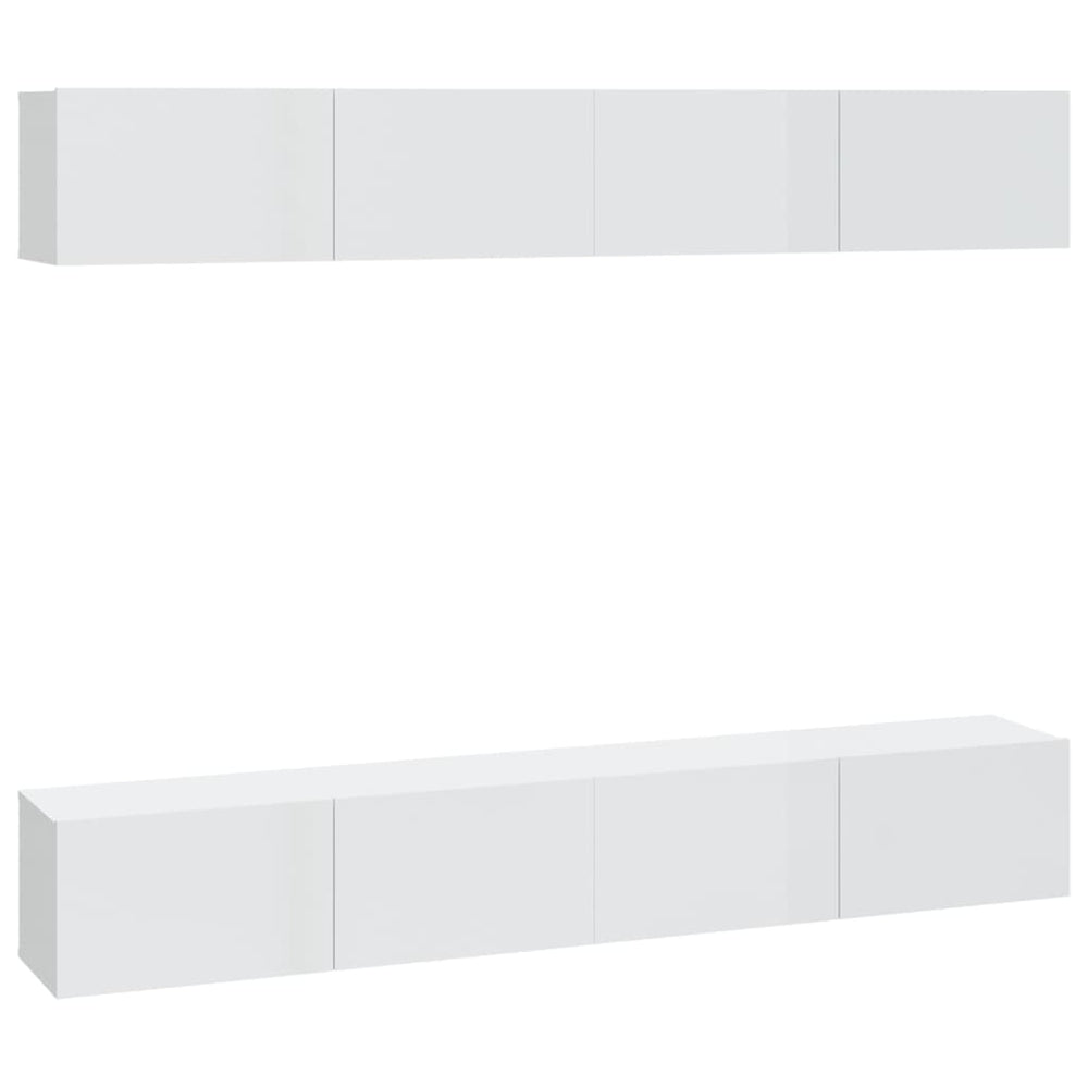 Tv-wandmeubels 4 st 100x30x30 cm hoogglans wit MeubelReus