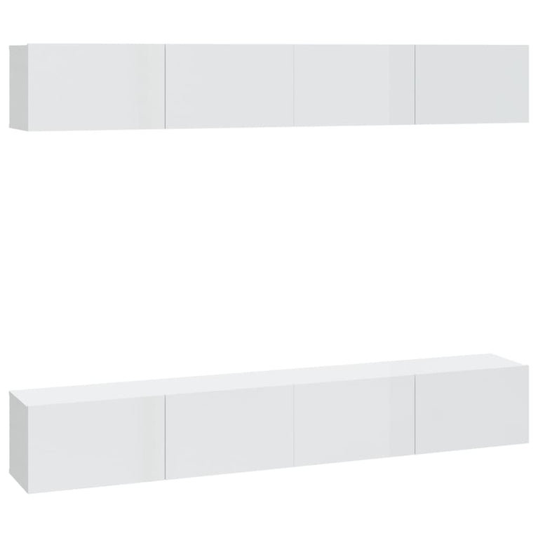 Tv-wandmeubels 4 st 100x30x30 cm hoogglans wit MeubelReus