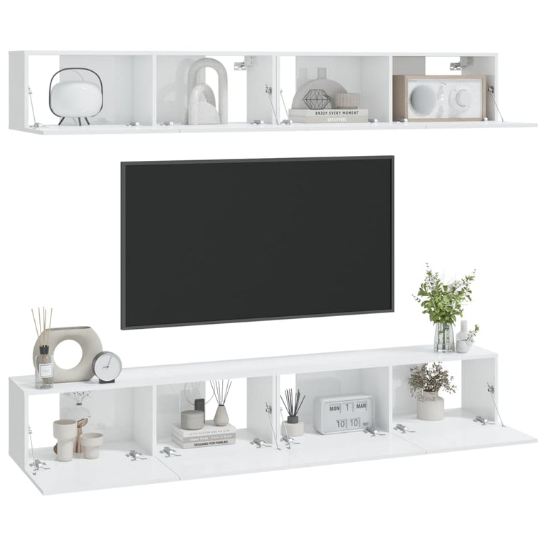 Tv-wandmeubels 4 st 100x30x30 cm hoogglans wit MeubelReus