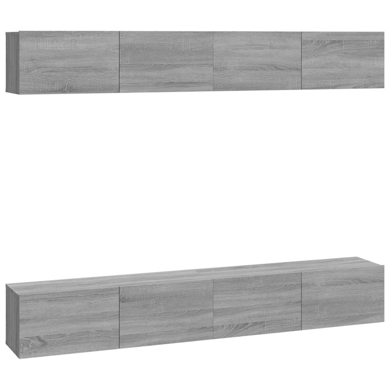 Tv-wandmeubels 4 st 100x30x30 cm grijs sonoma eikenkleurig MeubelReus