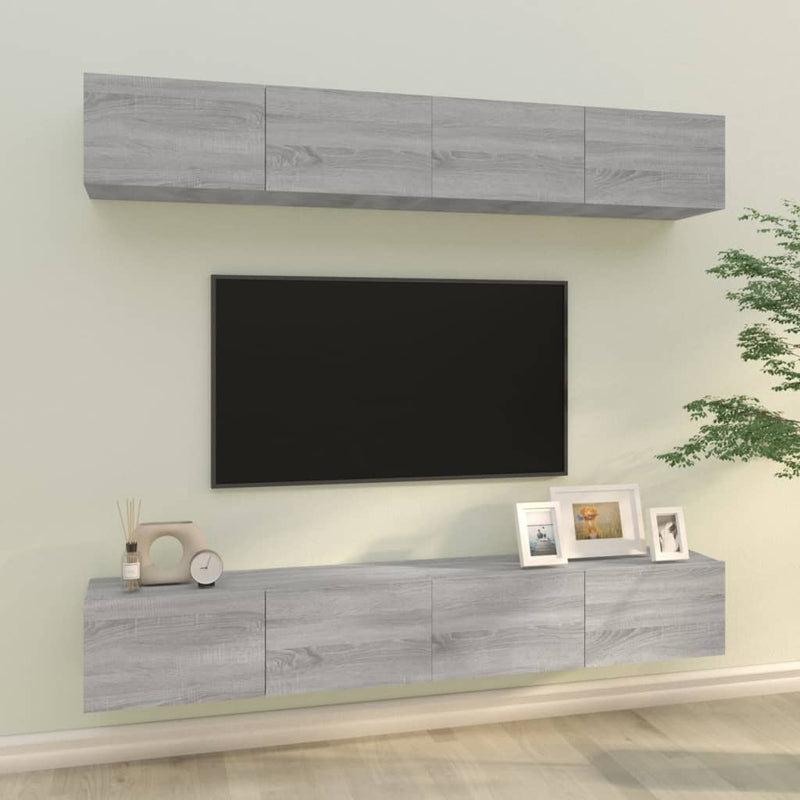 Tv-wandmeubels 4 st 100x30x30 cm grijs sonoma eikenkleurig MeubelReus