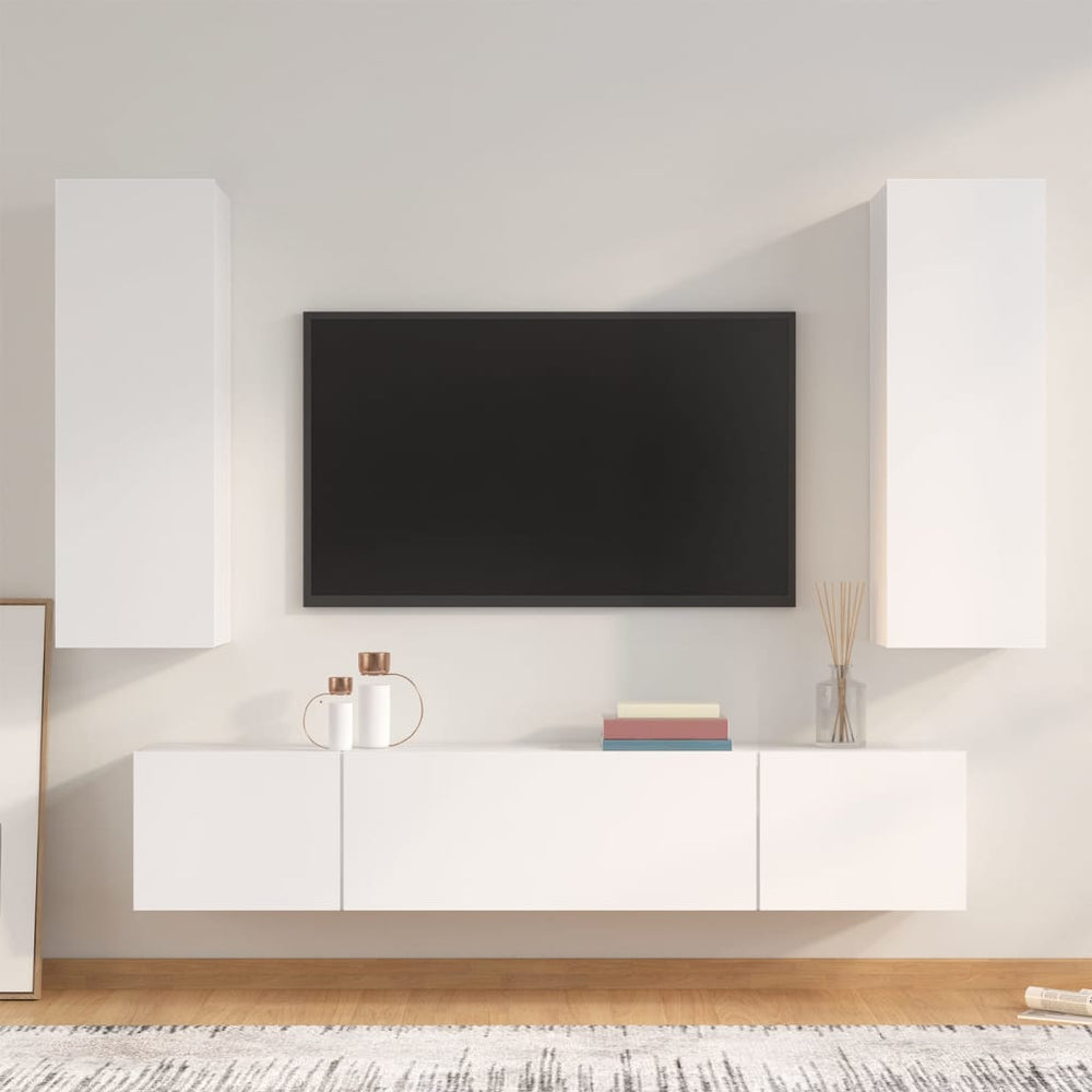 4-delige Tv-meubelset bewerkt hout wit MeubelReus