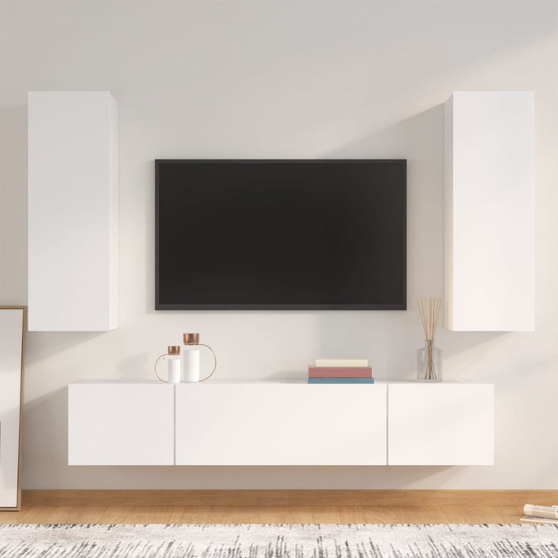 4-delige Tv-meubelset bewerkt hout wit MeubelReus