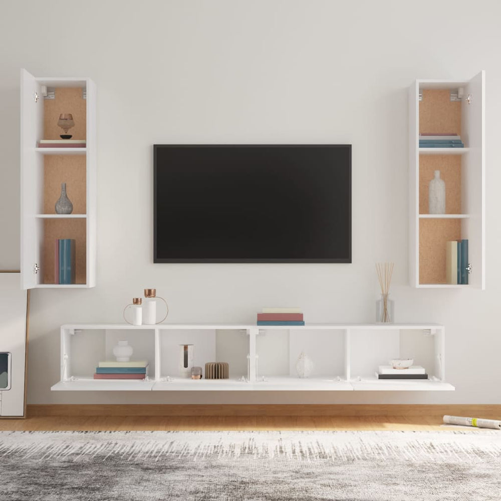 4-delige Tv-meubelset bewerkt hout wit MeubelReus