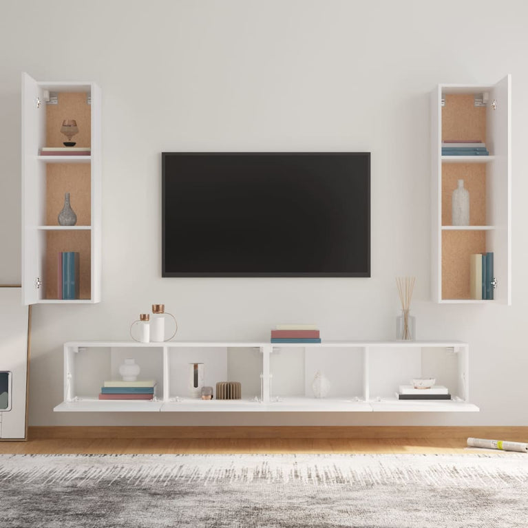 4-delige Tv-meubelset bewerkt hout wit MeubelReus