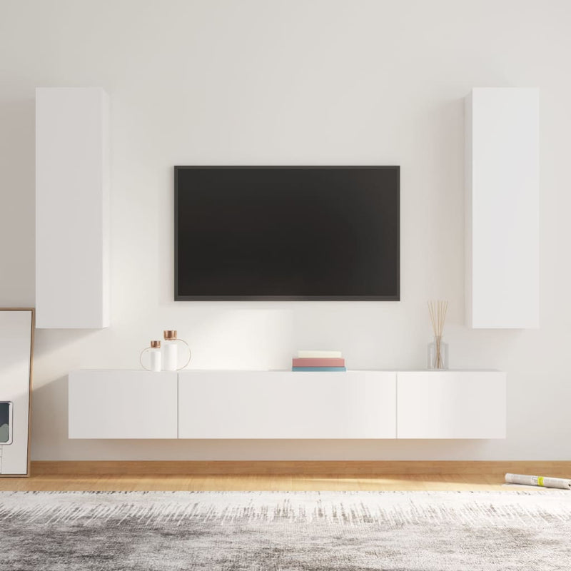 4-delige Tv-meubelset bewerkt hout wit MeubelReus