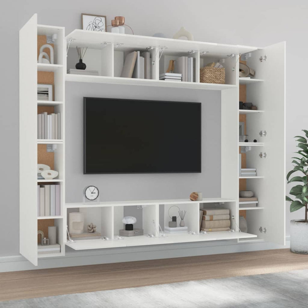8-delige Tv-meubelset bewerkt hout wit MeubelReus