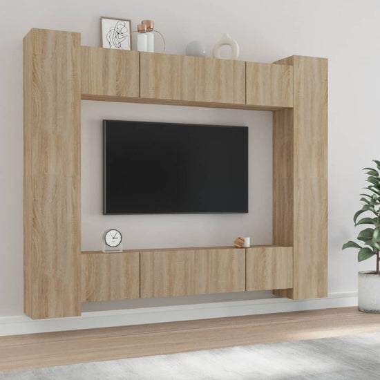 8-delige Tv-meubelset bewerkt hout sonoma eikenkleurig MeubelReus
