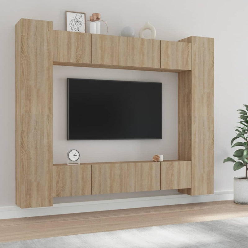 8-delige Tv-meubelset bewerkt hout sonoma eikenkleurig MeubelReus