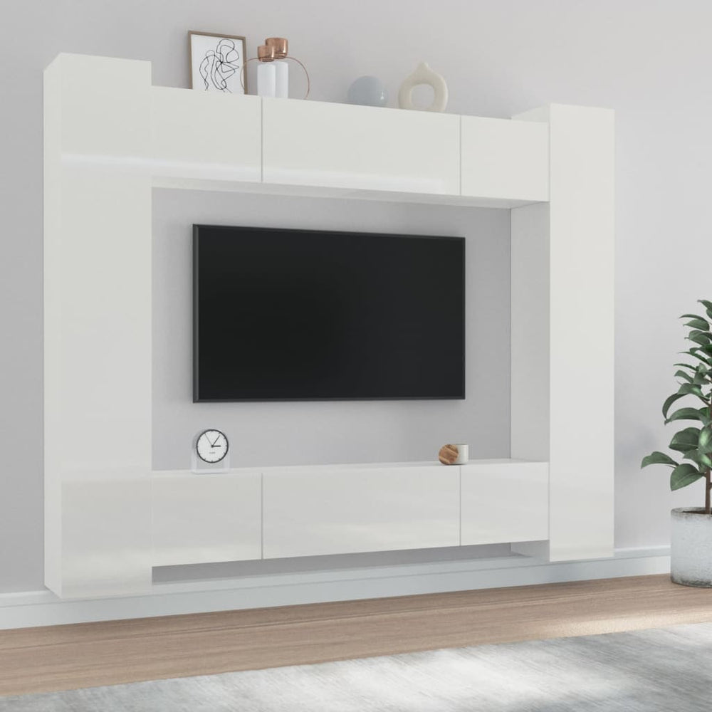 8-delige Tv-meubelset bewerkt hout hoogglans wit MeubelReus