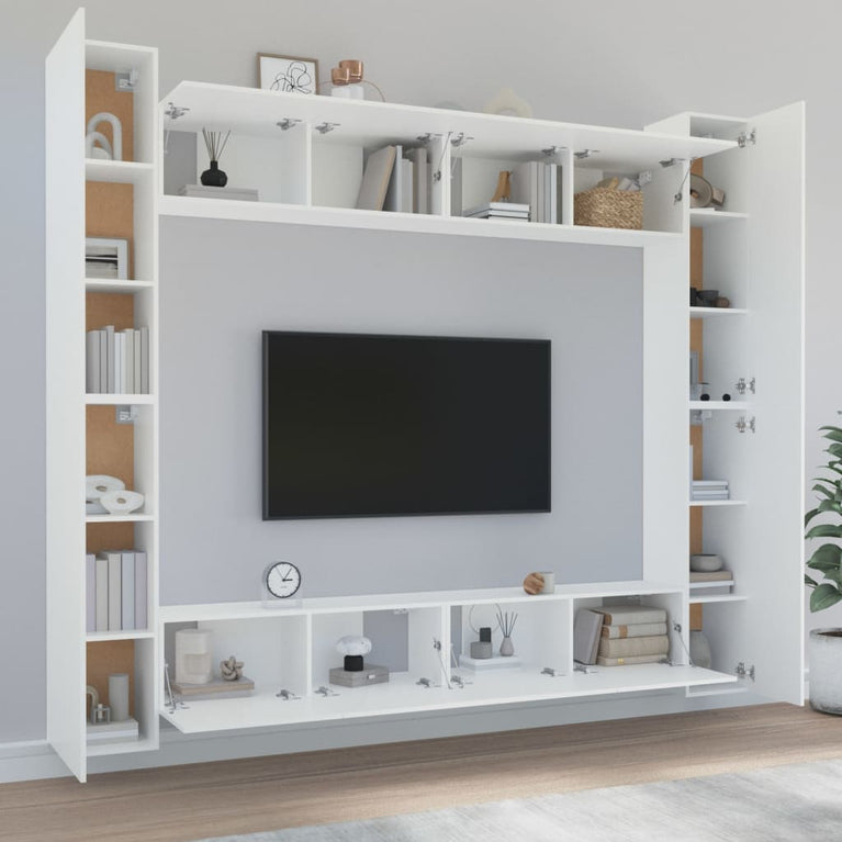 8-delige Tv-meubelset bewerkt hout wit MeubelReus