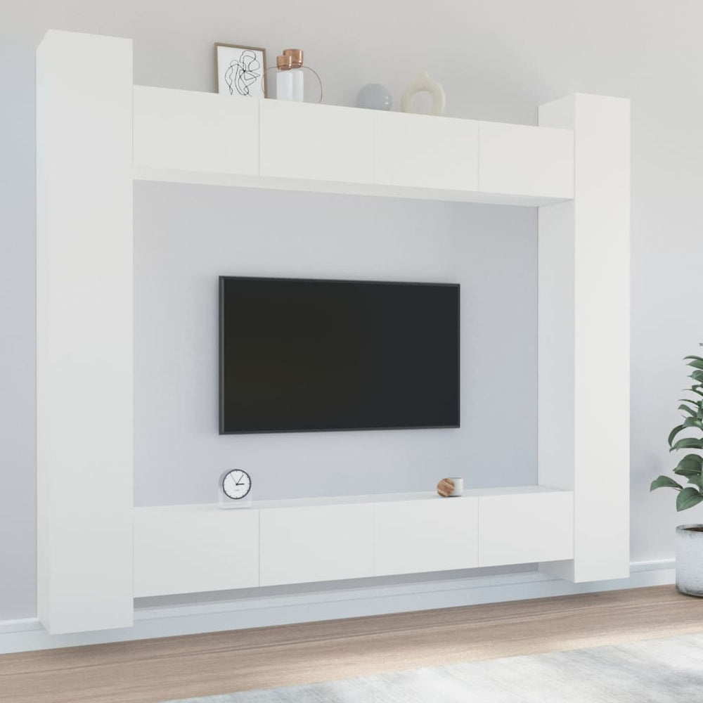 8-delige Tv-meubelset bewerkt hout wit MeubelReus