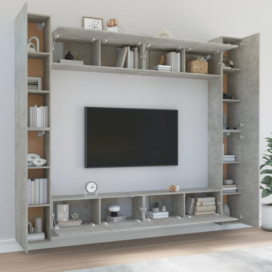 8-delige Tv-meubelset bewerkt hout betongrijs MeubelReus