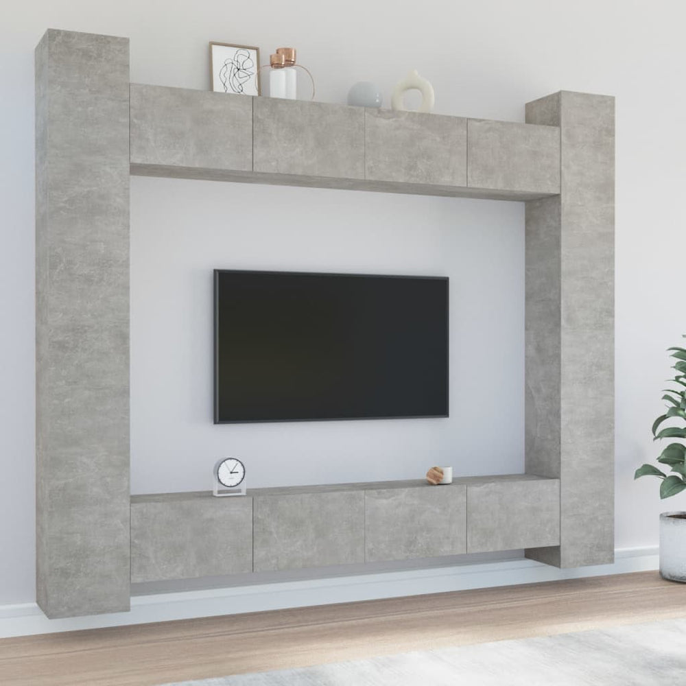 8-delige Tv-meubelset bewerkt hout betongrijs MeubelReus