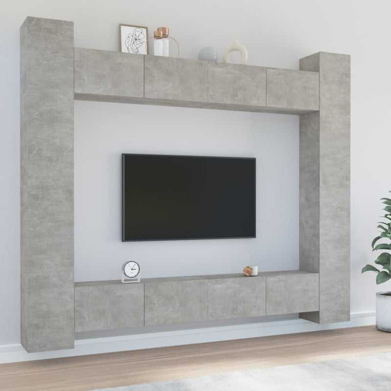 8-delige Tv-meubelset bewerkt hout betongrijs MeubelReus