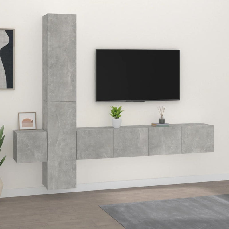 5-delige Tv-meubelset bewerkt hout betongrijs
