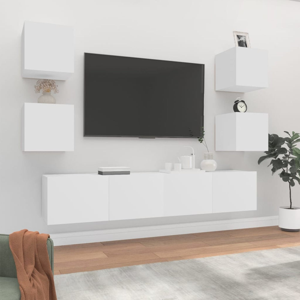 6-delige Tv-meubelset bewerkt hout wit MeubelReus