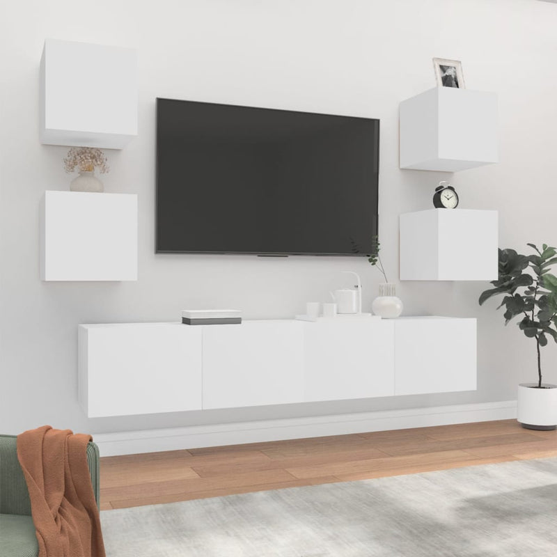 6-delige Tv-meubelset bewerkt hout wit MeubelReus