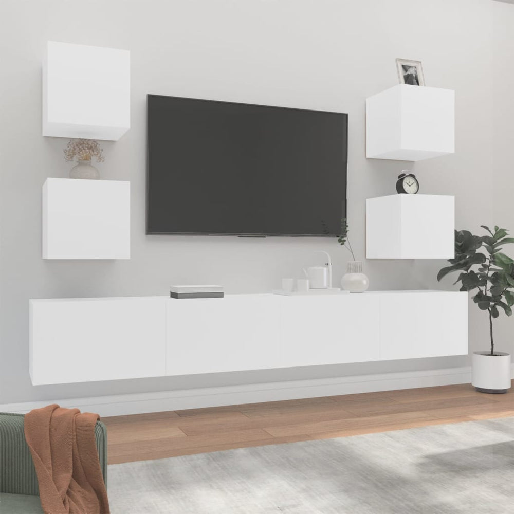 6-delige Tv-meubelset bewerkt hout wit MeubelReus