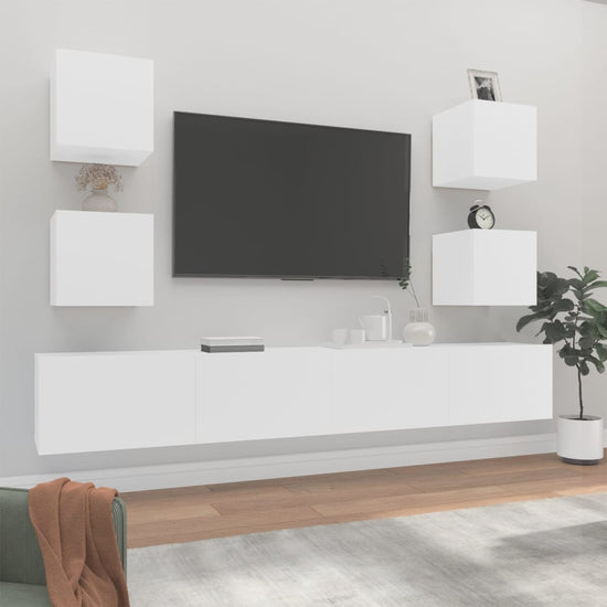 6-delige Tv-meubelset bewerkt hout wit MeubelReus