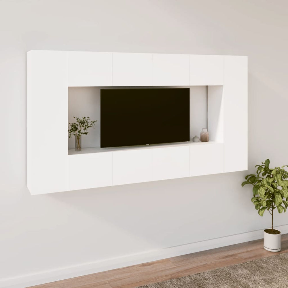 8-delige Tv-meubelset bewerkt hout wit MeubelReus