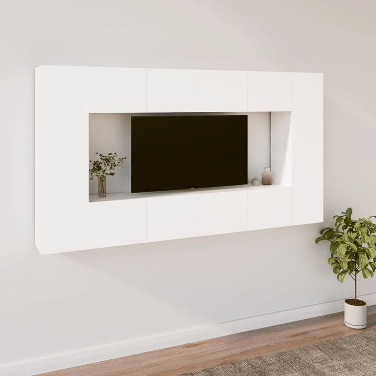 8-delige Tv-meubelset bewerkt hout wit MeubelReus
