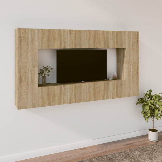 8-delige Tv-meubelset bewerkt hout sonoma eikenkleurig MeubelReus