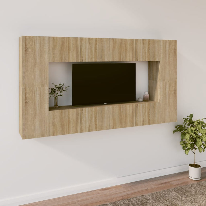 8-delige Tv-meubelset bewerkt hout sonoma eikenkleurig MeubelReus