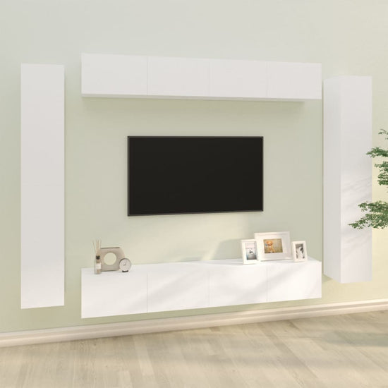 8-delige Tv-meubelset bewerkt hout wit MeubelReus