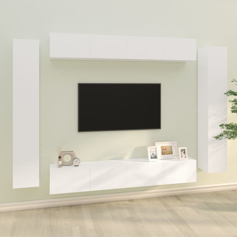 8-delige Tv-meubelset bewerkt hout wit MeubelReus
