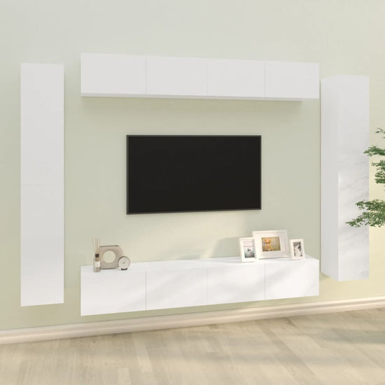 8-delige Tv-meubelset bewerkt hout hoogglans wit MeubelReus