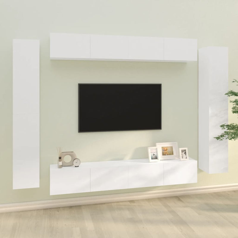 8-delige Tv-meubelset bewerkt hout hoogglans wit MeubelReus